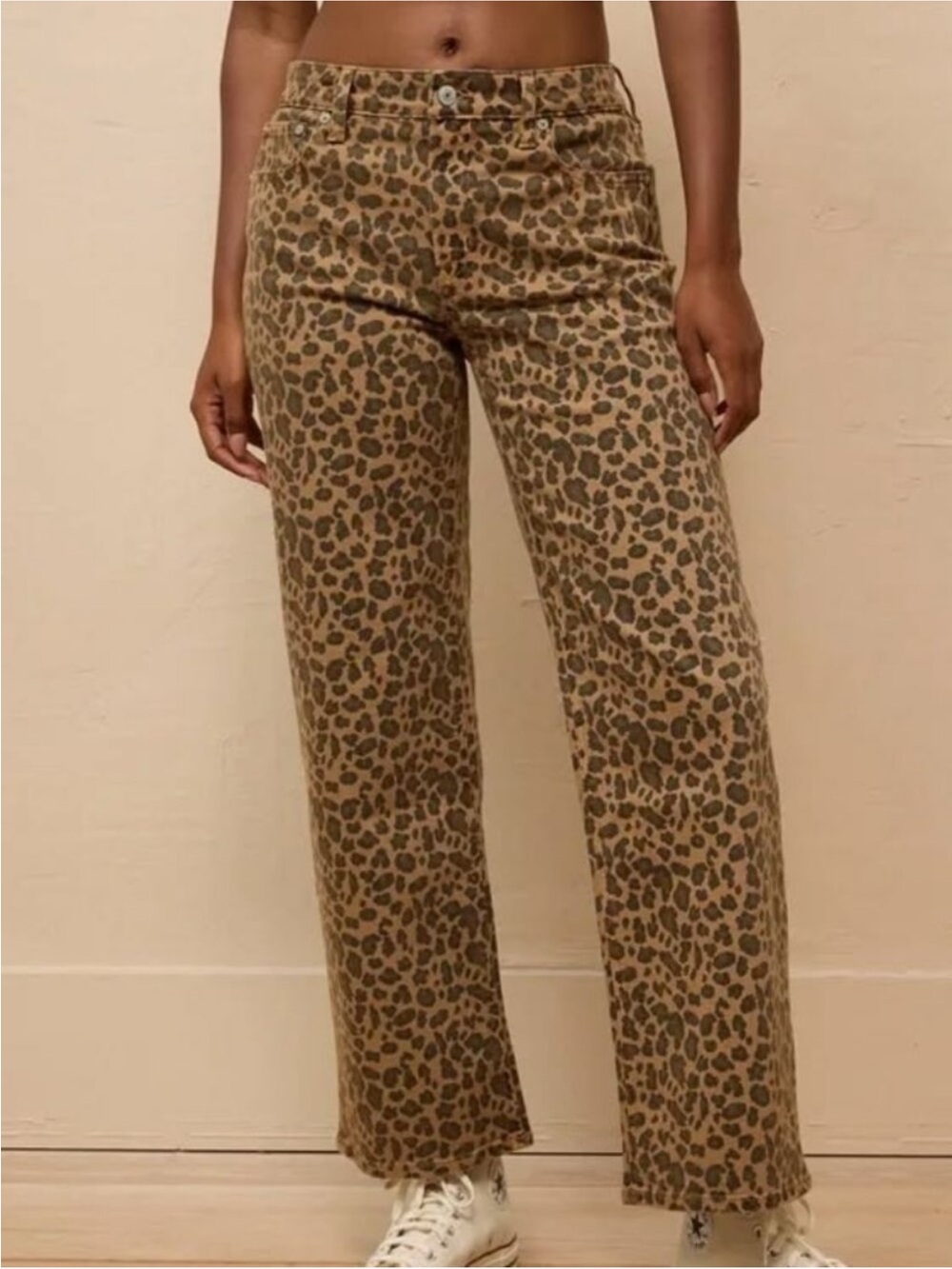 American Eagle stovepipe Tan and Black Leopard Waistband Stretch jeans sz 000